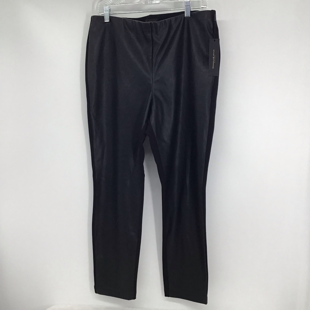 Donna Karan NY Autumn Breeze Women’s Faux Leather Pants Career Black NWT Size L